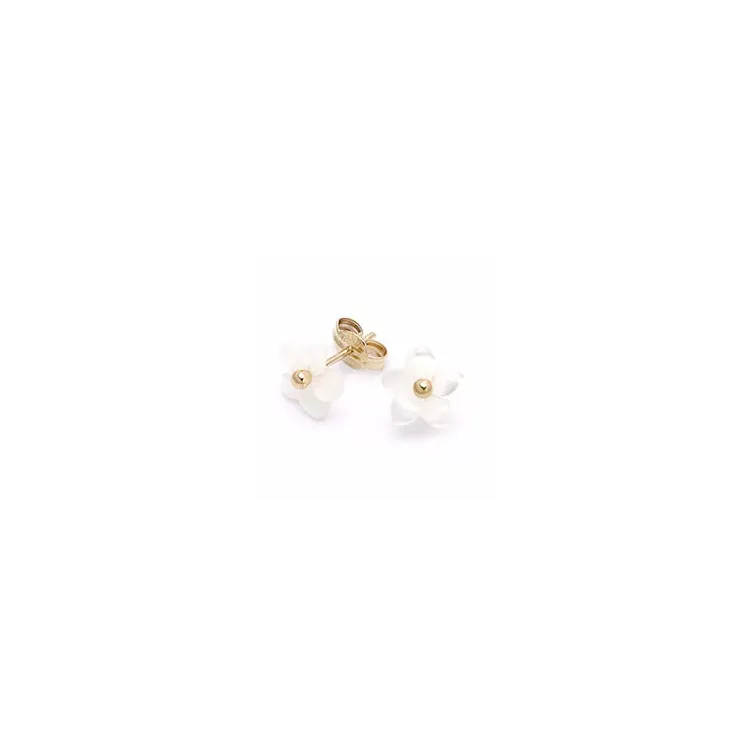 blomst ørestikker i 9 karat gull med 