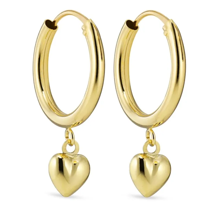 hjerte øredobber i 9 karat gull - Gold Collection