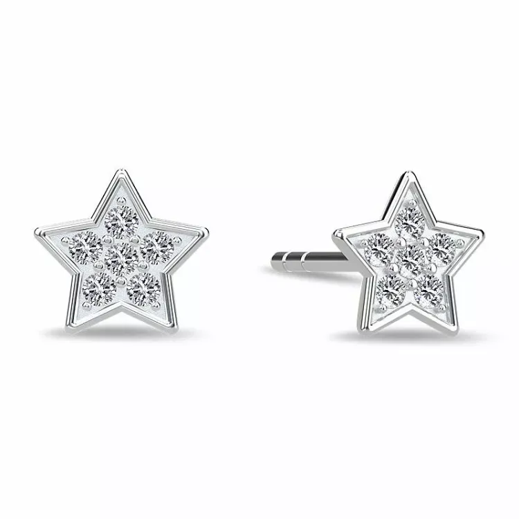 Spinning Pavé star earring stjerne zirkon øredobber i sølv hvit zirkon