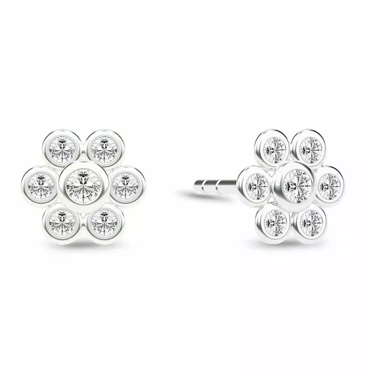 Spinning Beauty earring blomst øredobber i sølv hvit zirkon