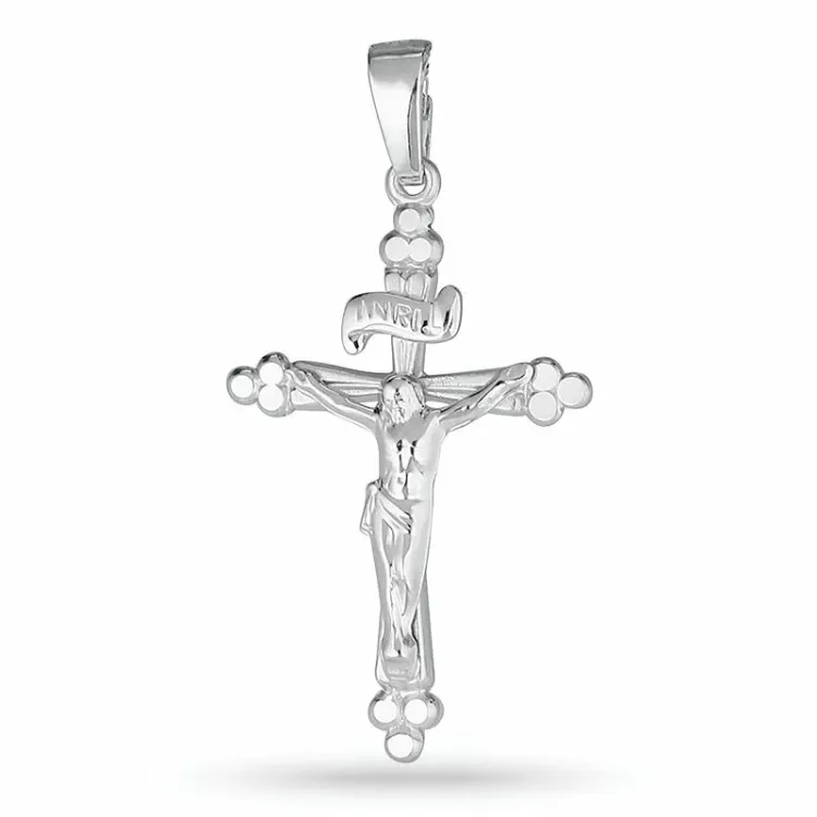 Jesus kors anheng i rodinert sølv - Amoré