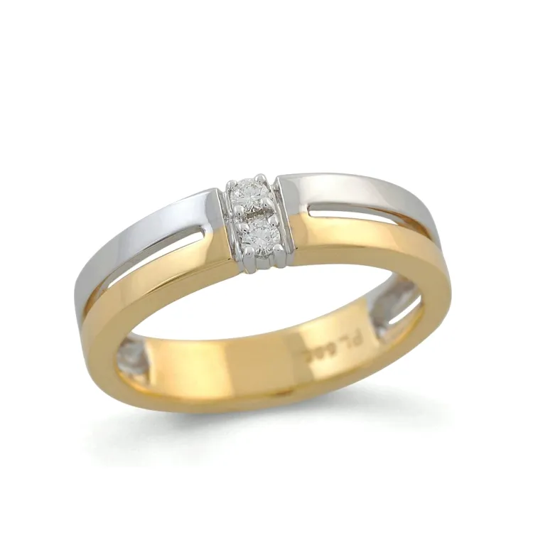 Firkantet diamantring i 9 karat gull og hvitt gull 0,08 ct