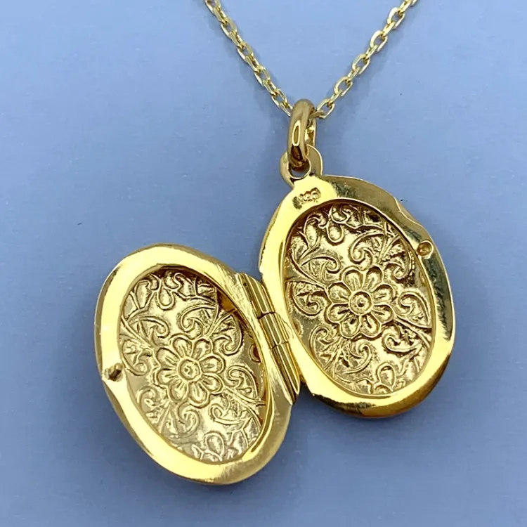 15 x 24 mm medaljong anheng i forgylt sølv