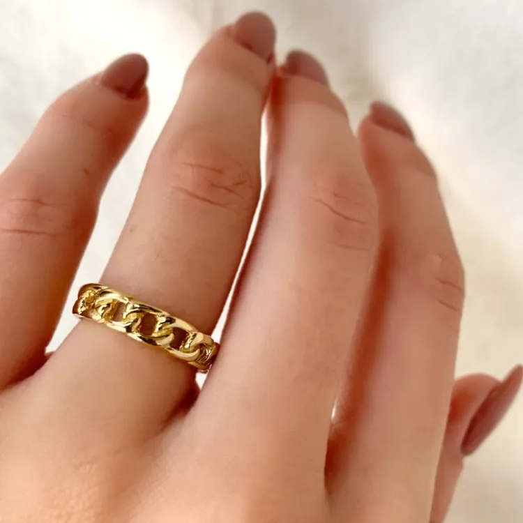 panzer ring i forgylt sølv