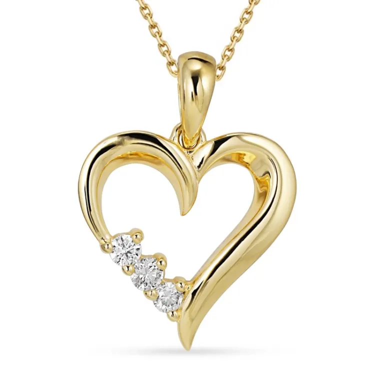 hjerte diamant halskjede i forgylt sølv med anheng i 8 karat - Gold Collection