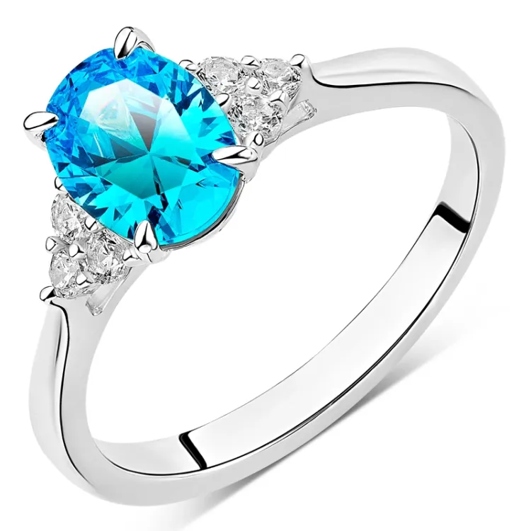 blå zirkon ring i sølv