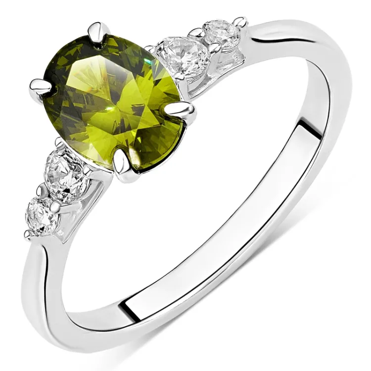 grønn zirkon ring i sølv