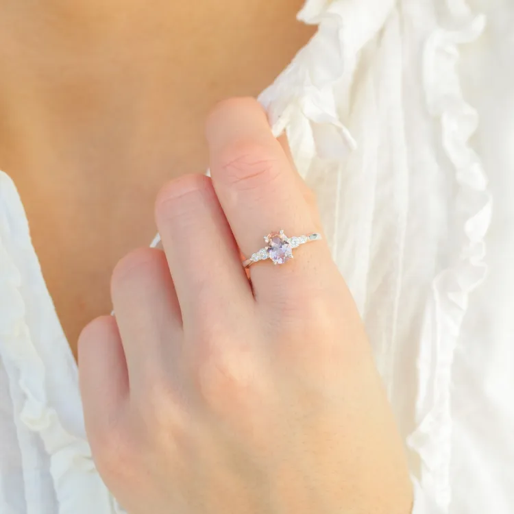 rosa zirkon ring i sølv