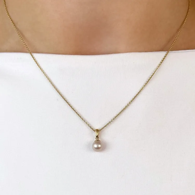 6 mm rosa perle anheng i 14 karat gull