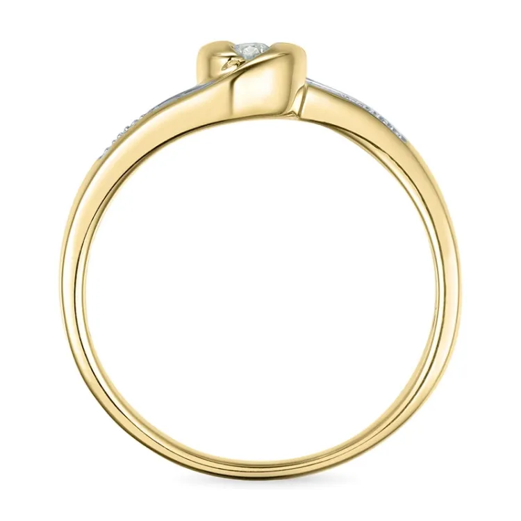 abstrakt diamantring i 9 karat gull og hvitt gull 0,05 ct