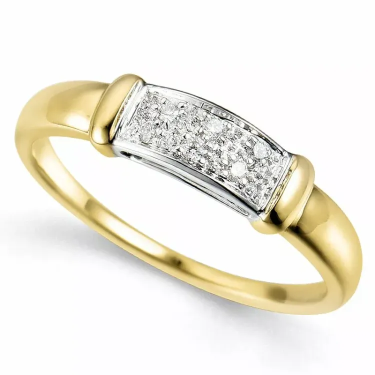 abstrakt diamant ring i 9 karat gull og hvitt gull 0,05 ct