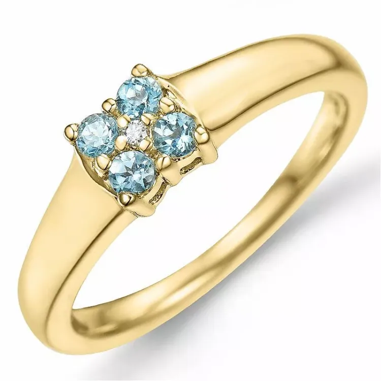 blomst topas diamantring i 9 karat gull 0,009 ct 0,20 ct