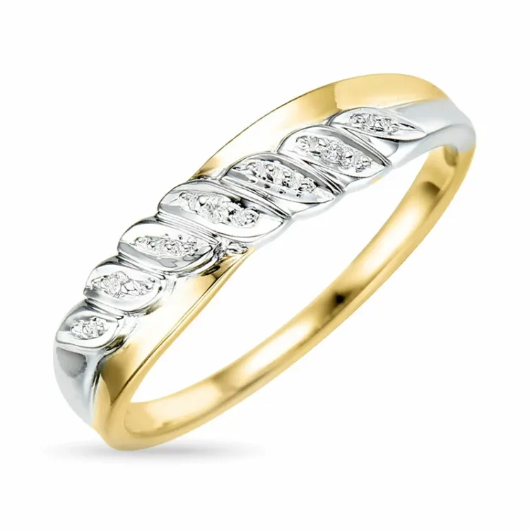 abstrakt diamant ring i 9 karat gull og hvitt gull 0,01 ct