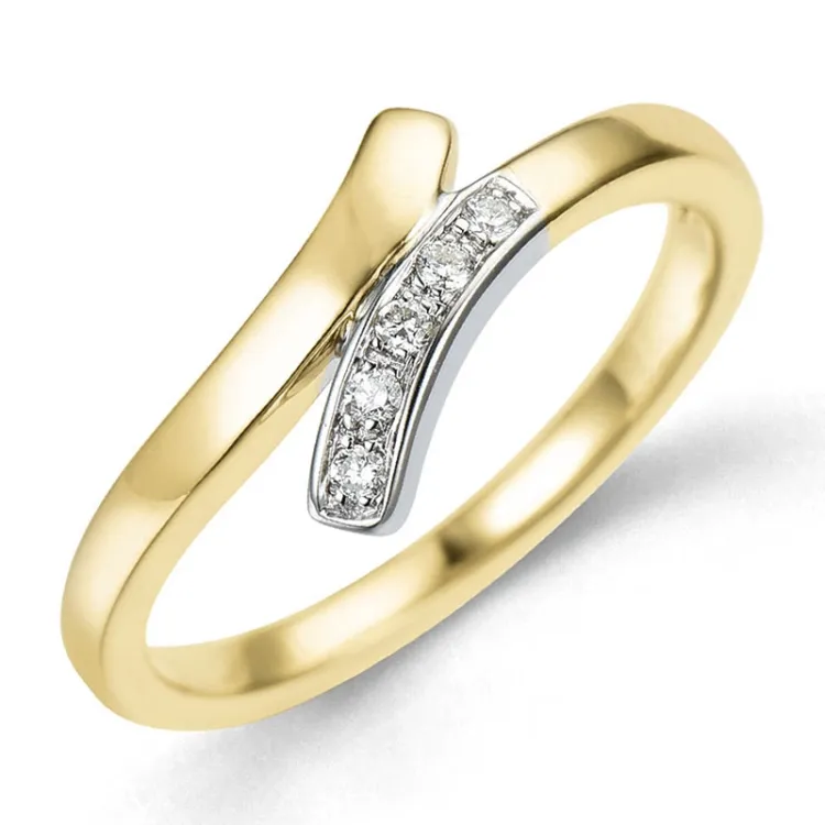 abstrakt diamant ring i 9 karat gull og hvitt gull 0,05 ct