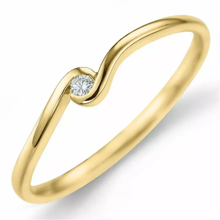 Diamant ring i 9 karat gull 0,02 ct