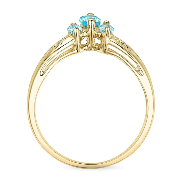 V topas diamantring i 9 karat gull 0,01 ct 0,50 ct