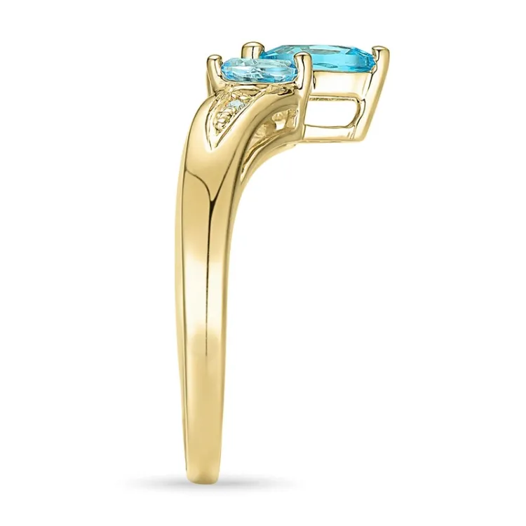 V topas diamantring i 9 karat gull 0,01 ct 0,50 ct