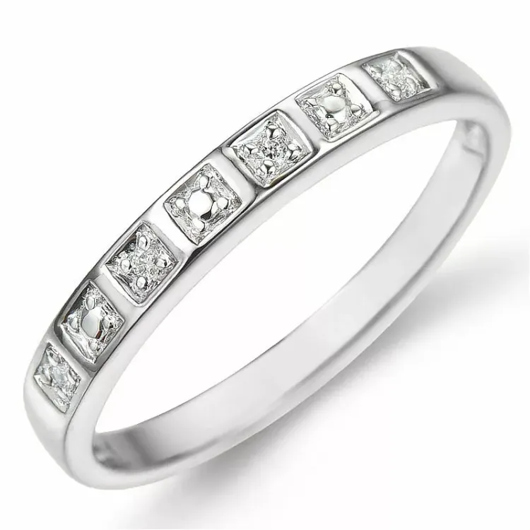 Diamant ring i 9 karat gull og hvitt gull 0,02 ct