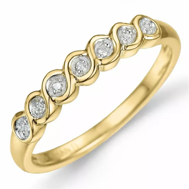 diamant ring i 9 karat gull med rhodium 0,04 ct