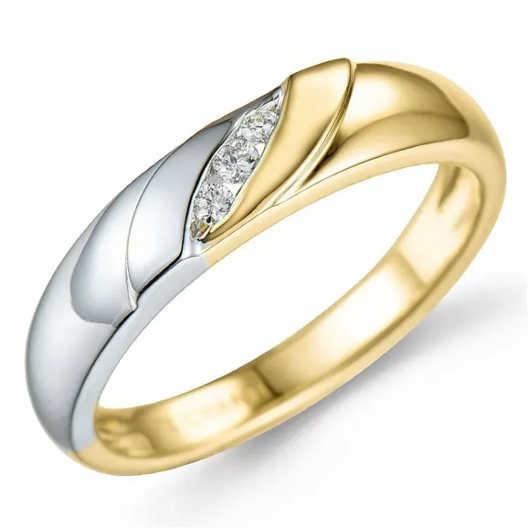 Diamantring i 9 karat gull og hvitt gull 0,05 ct