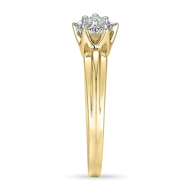 blomst diamant ring i 9 karat gull og hvitt gull 0,08 ct