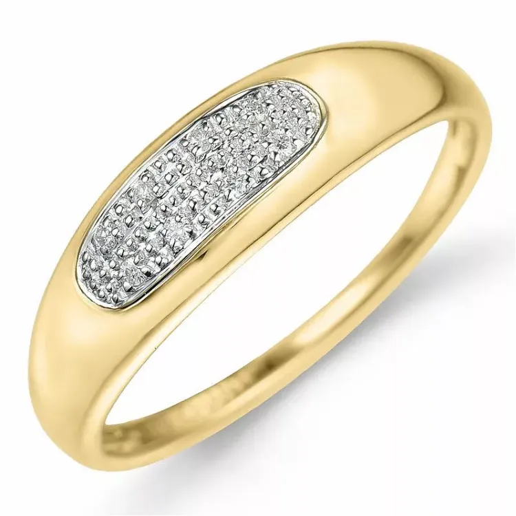 Diamant ring i 9 karat gull og hvitt gull 0,04 ct