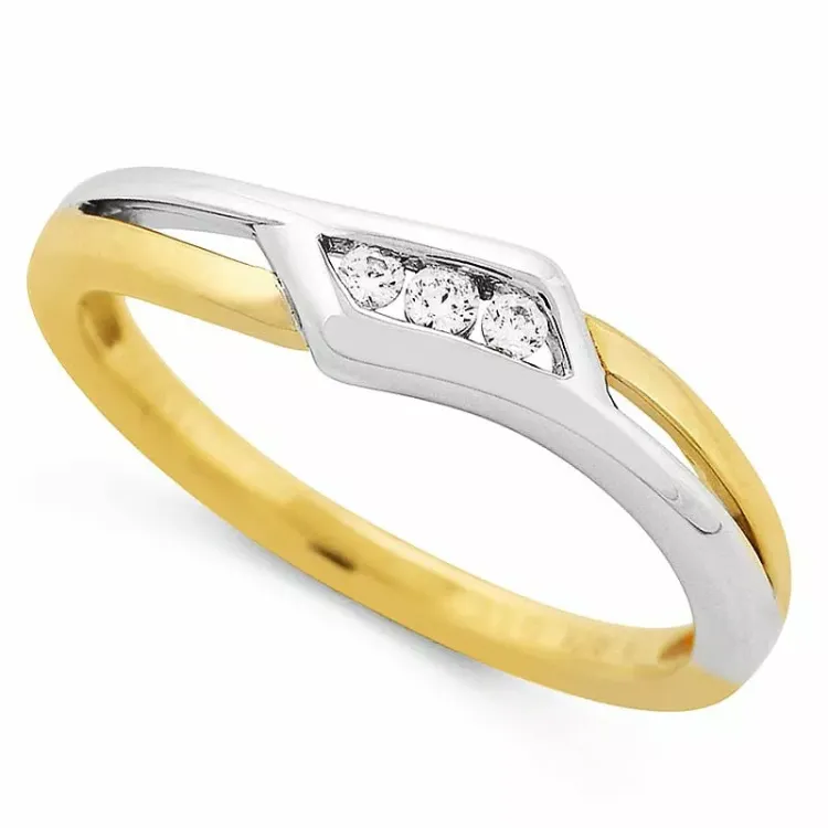 abstrakt diamant ring i 9 karat gull og hvitt gull 0,06 ct
