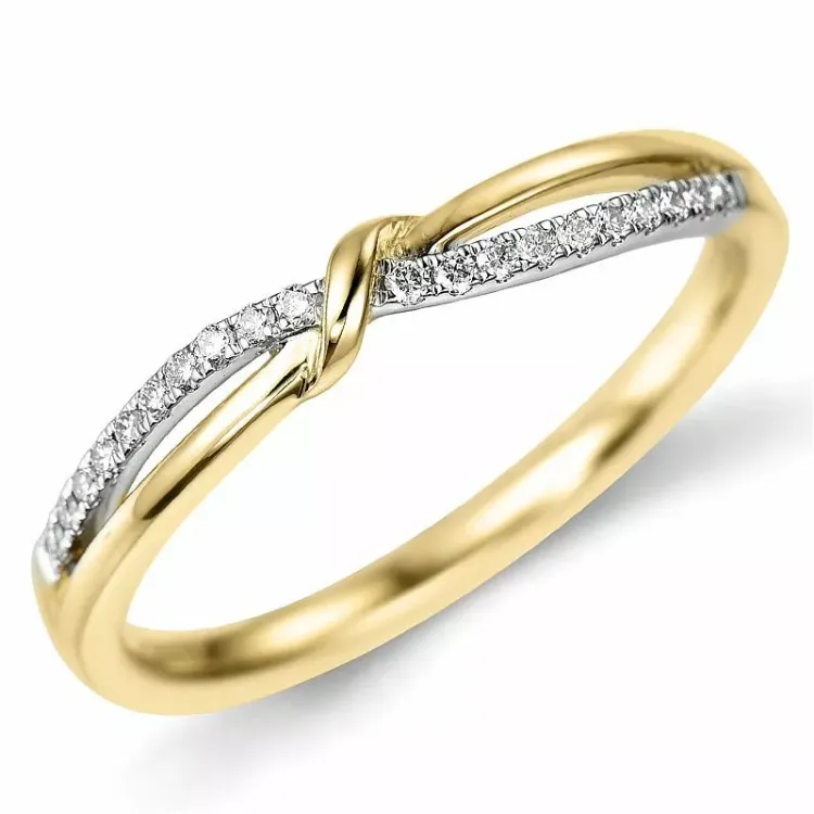 Enkel diamantring i 9 karat gull og hvitt gull 0,10 ct