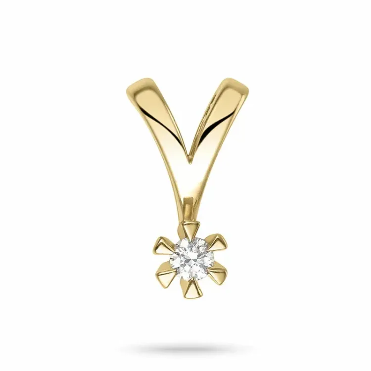 diamant solitaireanheng i 9 karat gull 0,05 ct
