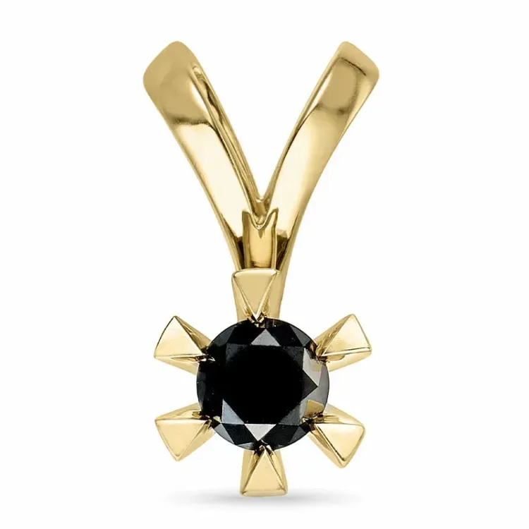 svart diamant anheng i 9 karat gull 0,52 ct