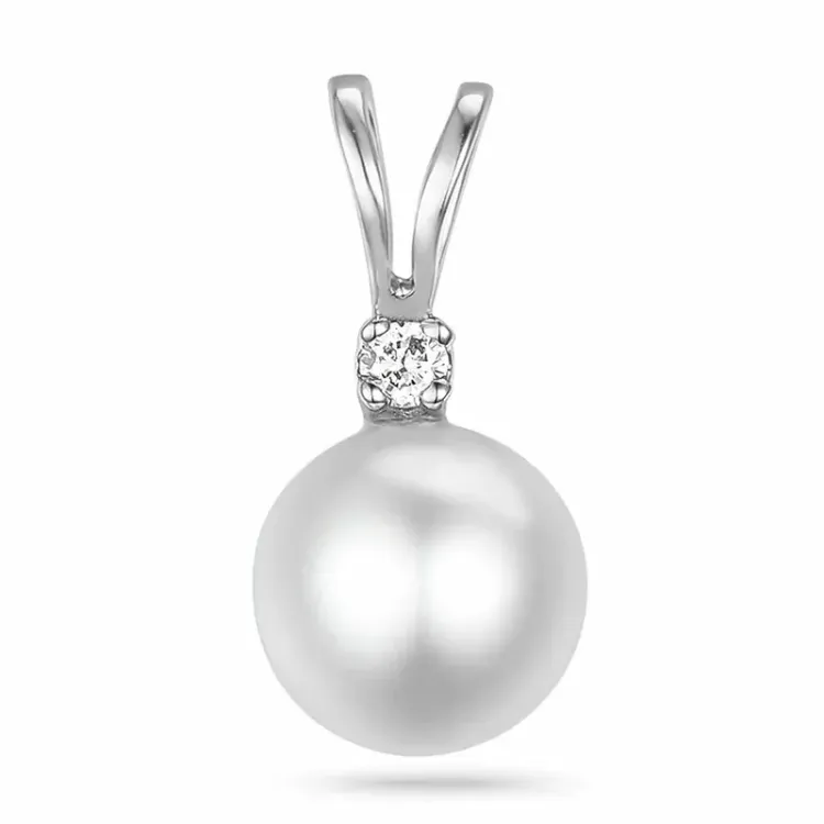 perle diamantanheng i 9 karat hvitt gull 0,02 ct