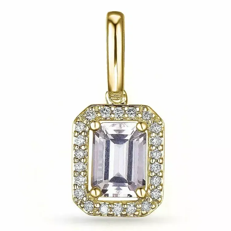 morganit diamantanheng i 9 karat gull 0,78 ct 0,11 ct