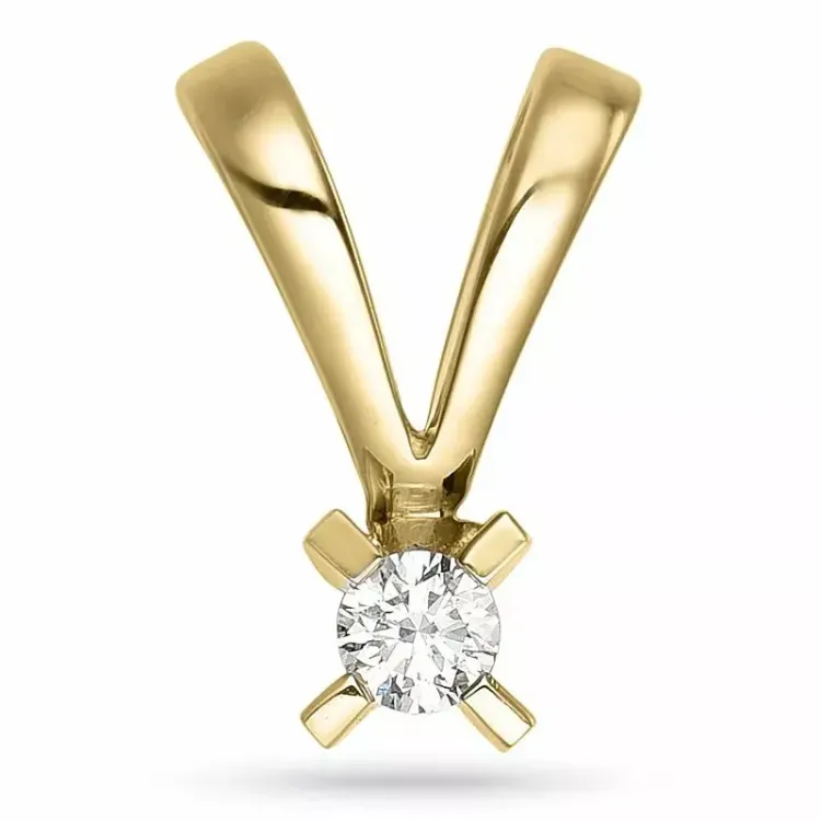 diamant solitaireanheng i 9 karat gull 0,05 ct