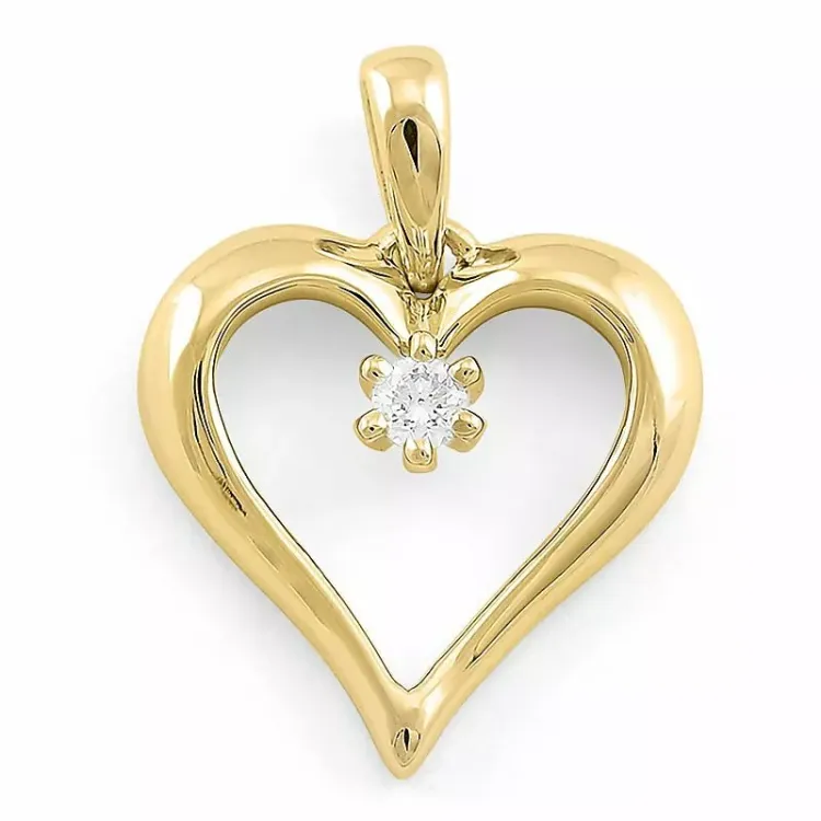 hjerte diamantanheng i 9 karat gull 0,08 ct