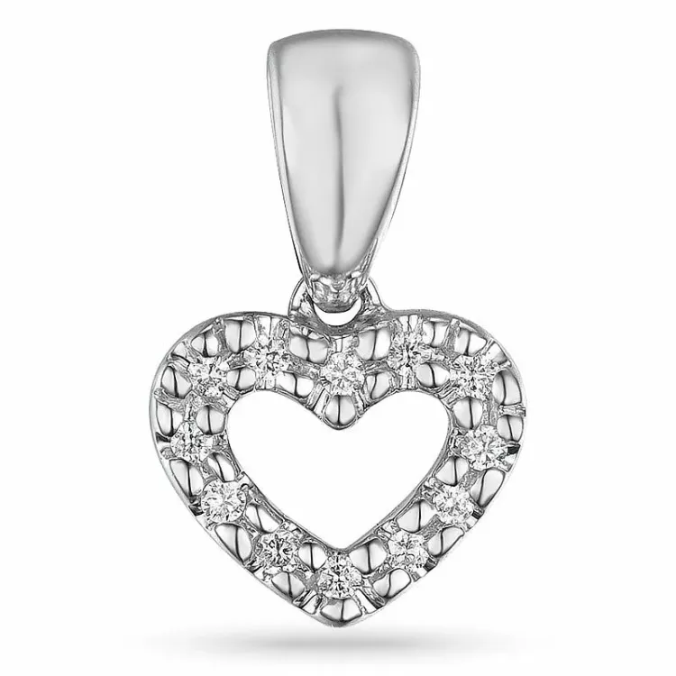 Hjerte diamant anheng i 9 karat hvitt gull 0,06 ct