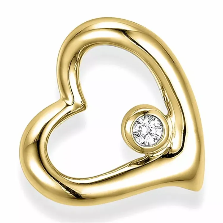 hjerte anheng i 9 karat gull 0,03 ct