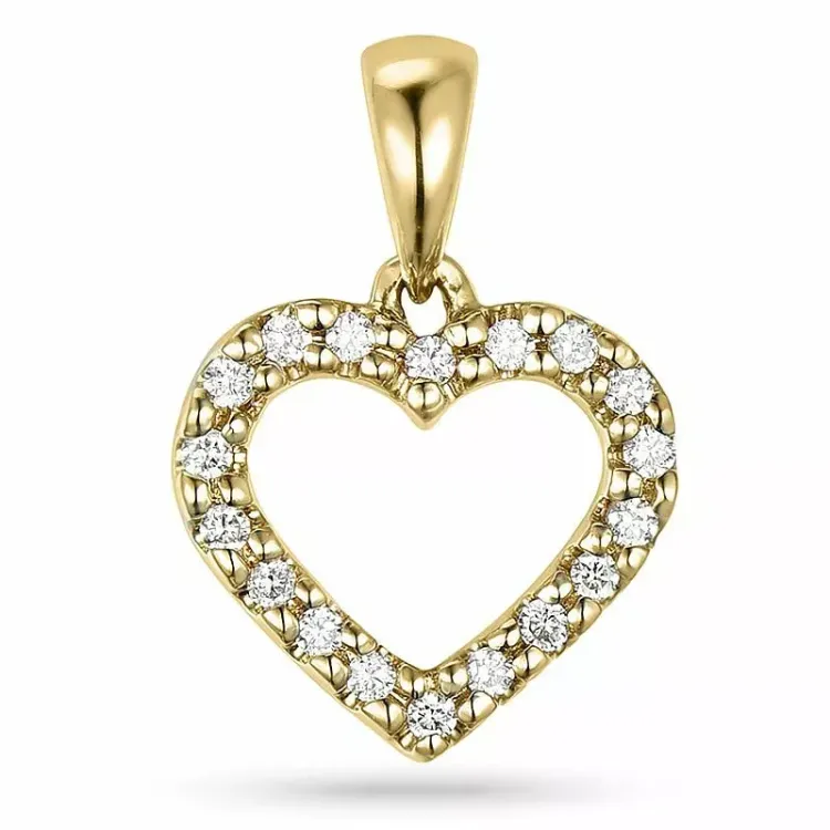 hjerte anheng i 9 karat gull 0,13 ct