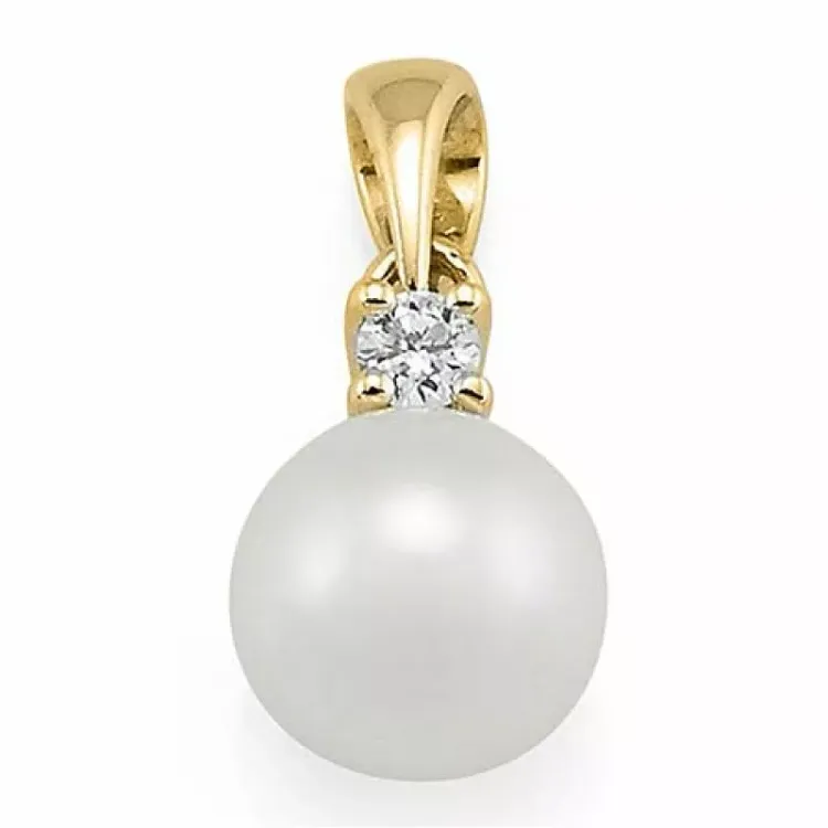 perle diamantanheng i 9 karat gull 0,05 ct