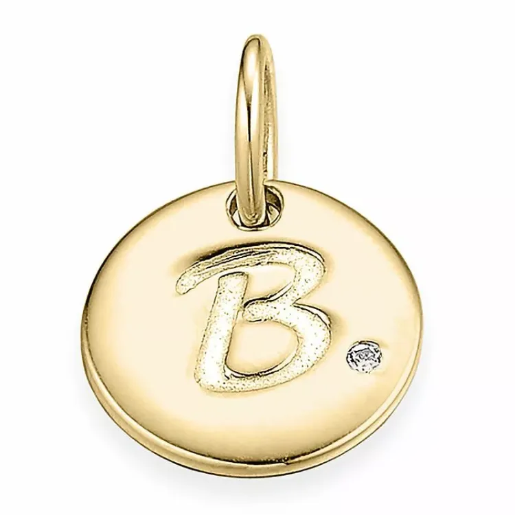 bokstav b diamantanheng i 9 karat gull 0,01 ct