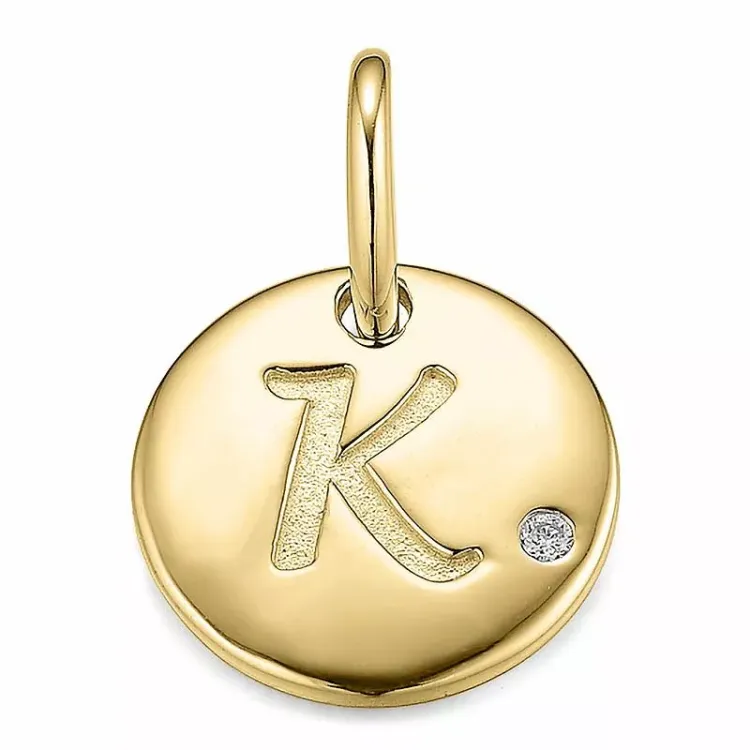 bokstav k diamantanheng i 9 karat gull 0,01 ct