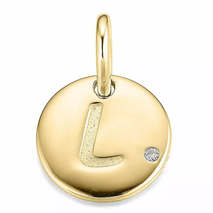 bokstav l diamant anheng i 9 karat gull 0,01 ct
