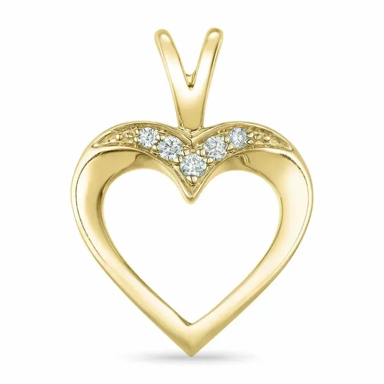 hjerte diamant anheng i 9 karat gull 0,05 ct
