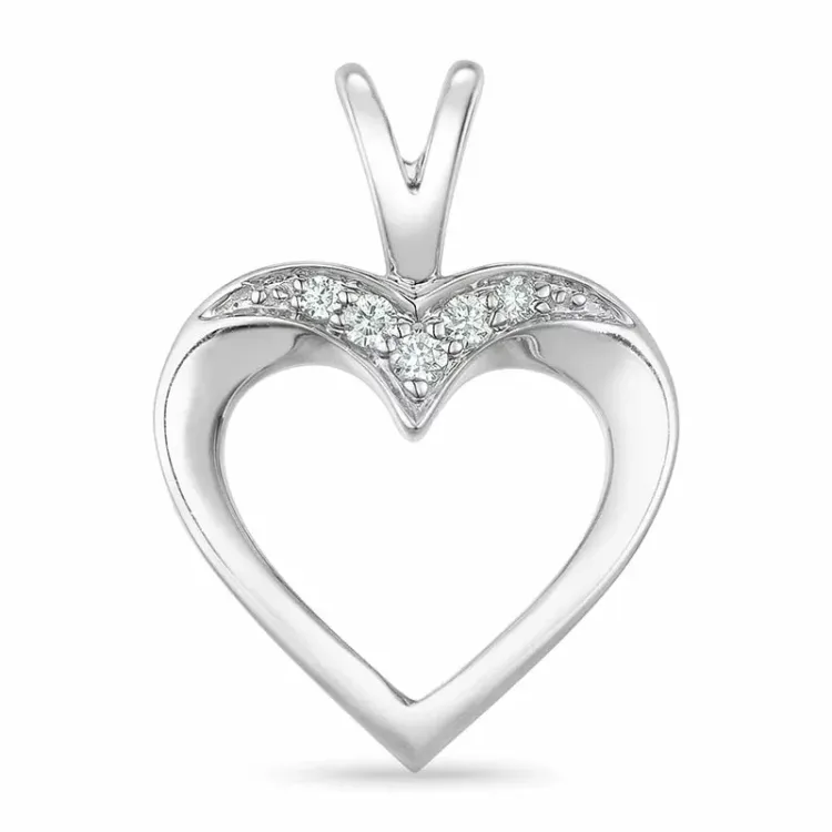 hjerte diamant anheng i 9 karat hvitt gull 0,05 ct