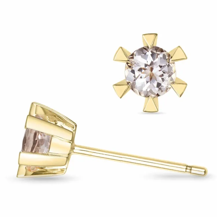 2 x 0,22 ct morganit solitaireørepynt i 9 karat gull med morganit
