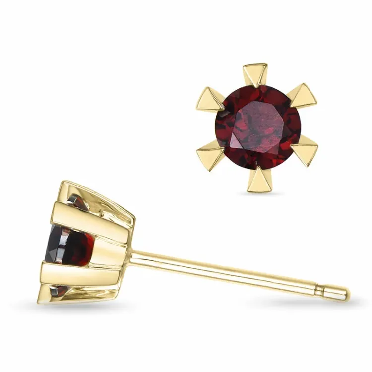 2 x 0,32 ct granat solitaireørepynt i 9 karat gull med granat