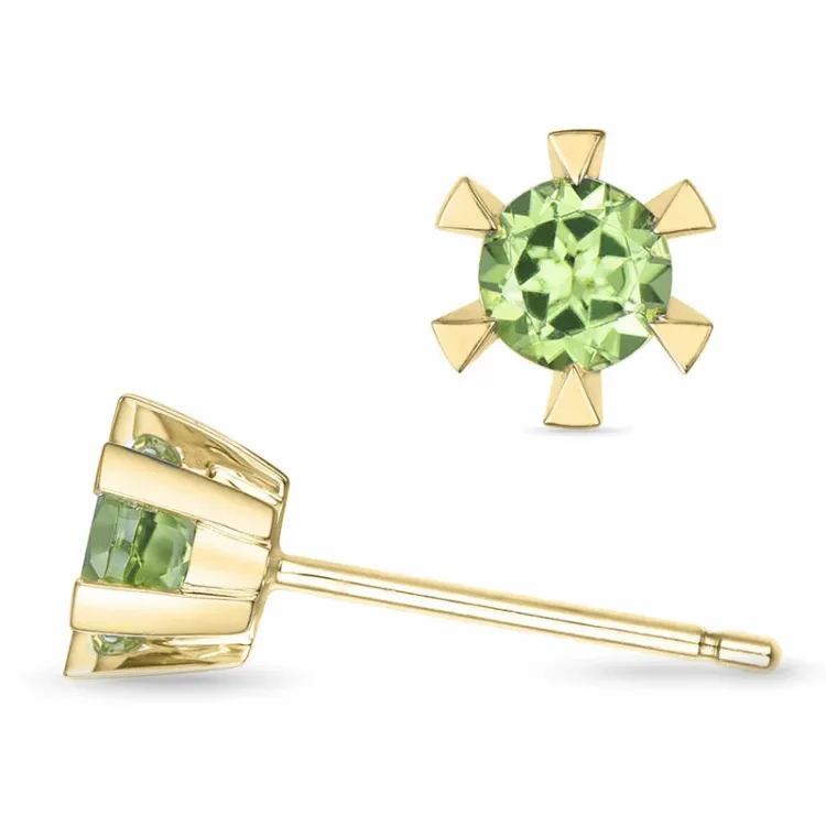 2 x 0,50 ct peridot solitaireørepynt i 9 karat gull med peridot