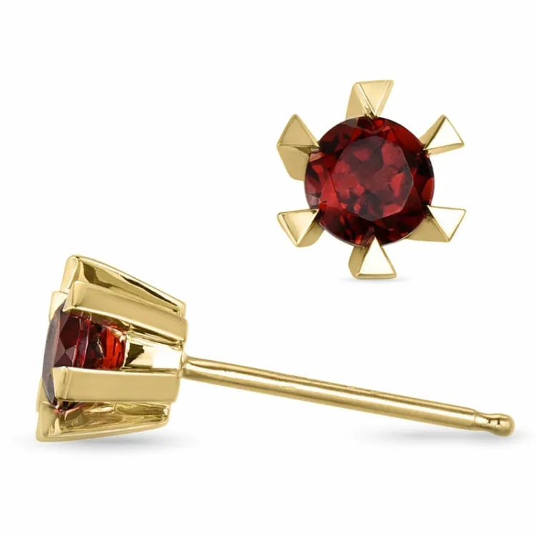 2 x 0,28 ct granat solitaireørepynt i 9 karat gull med granat