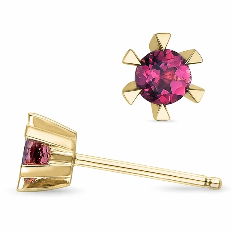 2 x 0,22 ct rosa turmalin solitaireørepynt i 9 karat gull med turmalin