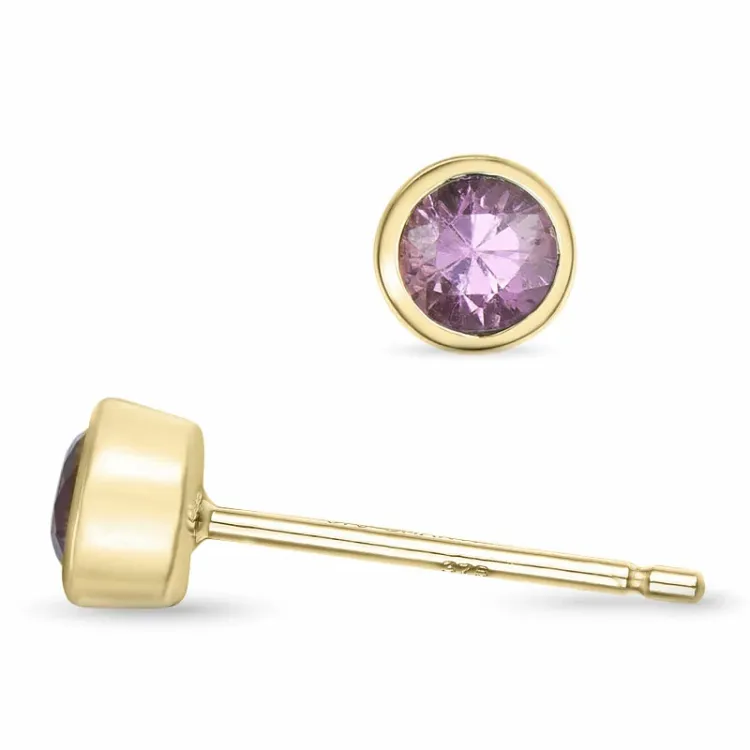 2 x 0,23 ct rosa safir solitaireørepynt i 9 karat gull med rosa safir