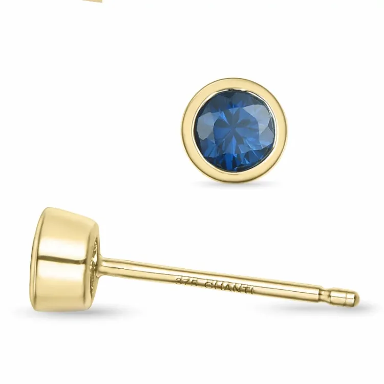 2 x 0,23 ct safir solitaireørepynt i 9 karat gull med safir
